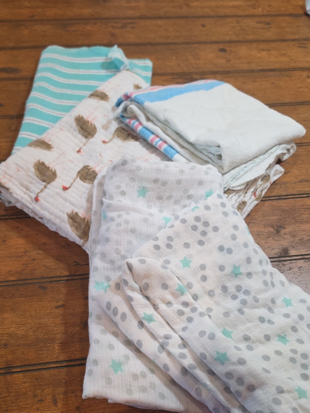 Kids Muslin Swaddle Blankets - Mint Star & Dot Set